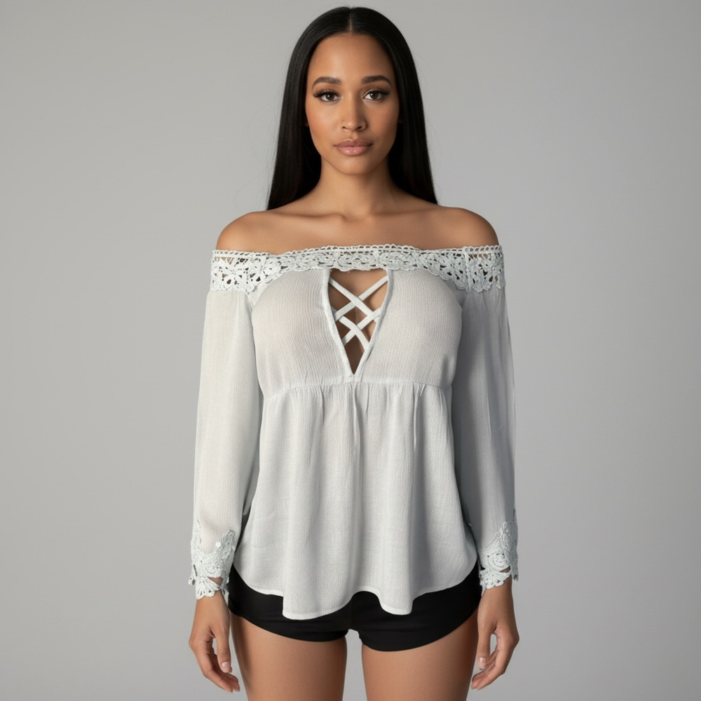 Elegant Lace 3/4 Sleeve Blouse